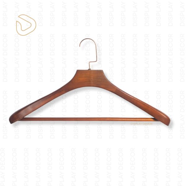 Display Decor Royal Wood Hanger - Premium Solid Wooden Hanger with Smooth Walnut Finish, Heavy-Duty Hook for Coat, Suit Display
