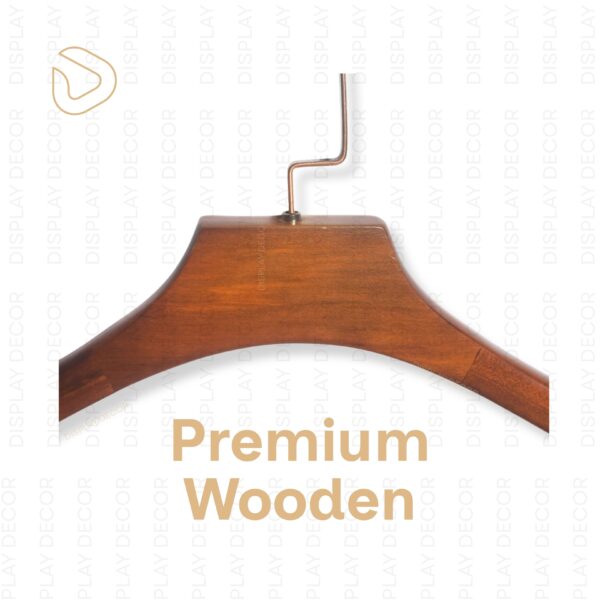 Display Decor Royal Wood Hanger - Premium Solid Wooden Hanger with Smooth Walnut Finish, Heavy-Duty Hook for Coat, Suit Display