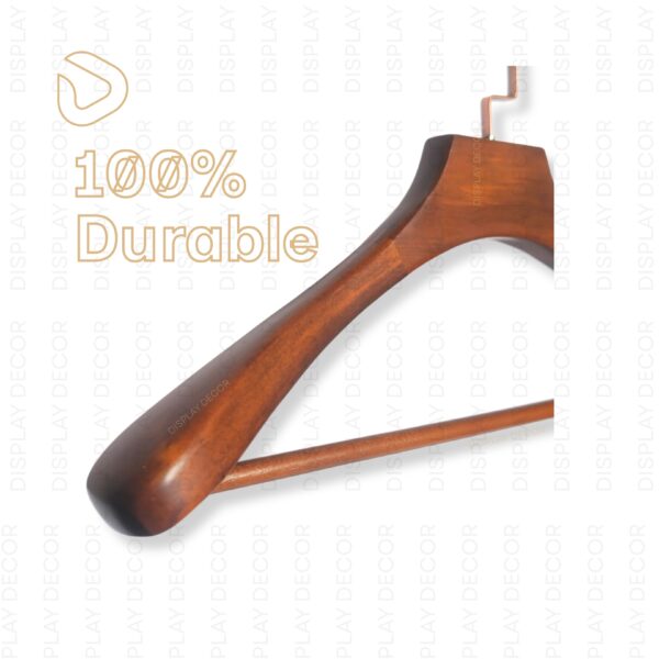 Display Decor Royal Wood Hanger - Premium Solid Wooden Hanger with Smooth Walnut Finish, Heavy-Duty Hook for Coat, Suit Display